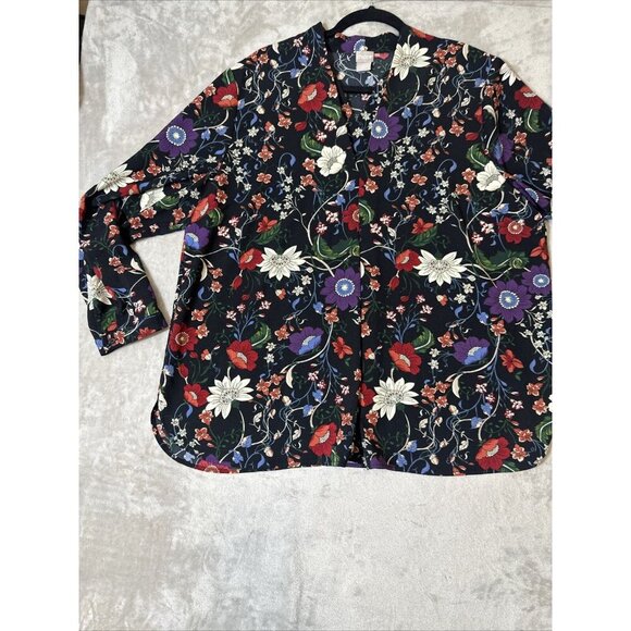 Women’s Chico’s Blouse Sheer Floral Print Multicolored Plus Size 3 16/18 - Picture 4 of 16